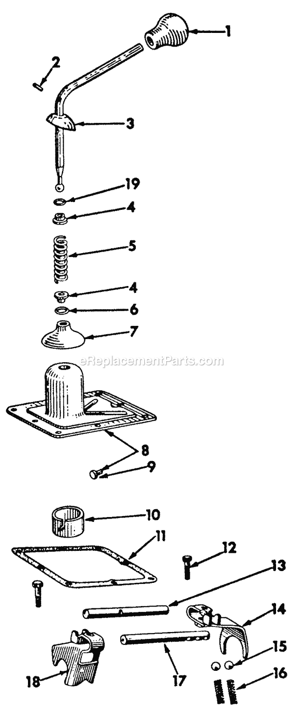 Gear Shift Mechanism Diagram and Parts List for 128 2050045U, 2050217U, 2050218U Cub Cadet Lawn Tractor